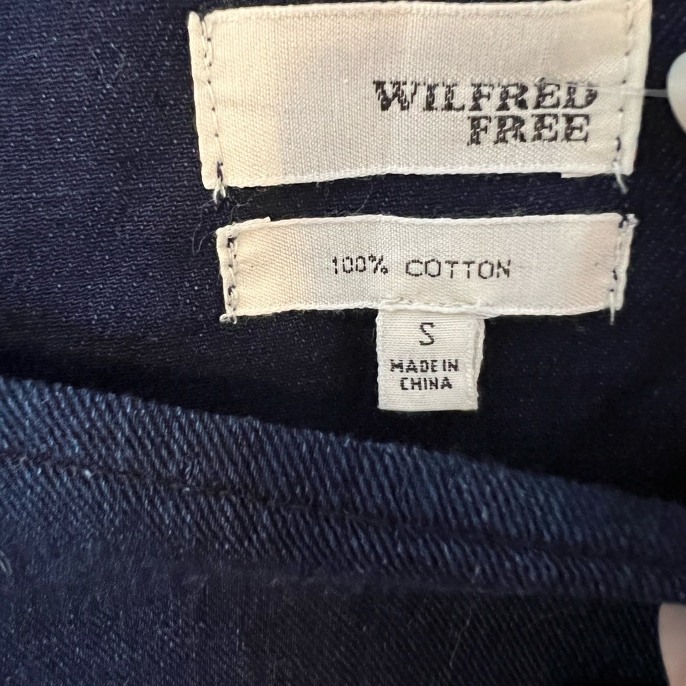WILFRED FREE dark blue denim jean shift dress tunic pockets western Aritzia - Picture 8 of 8